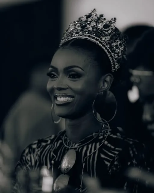 Black and white pageant portrait